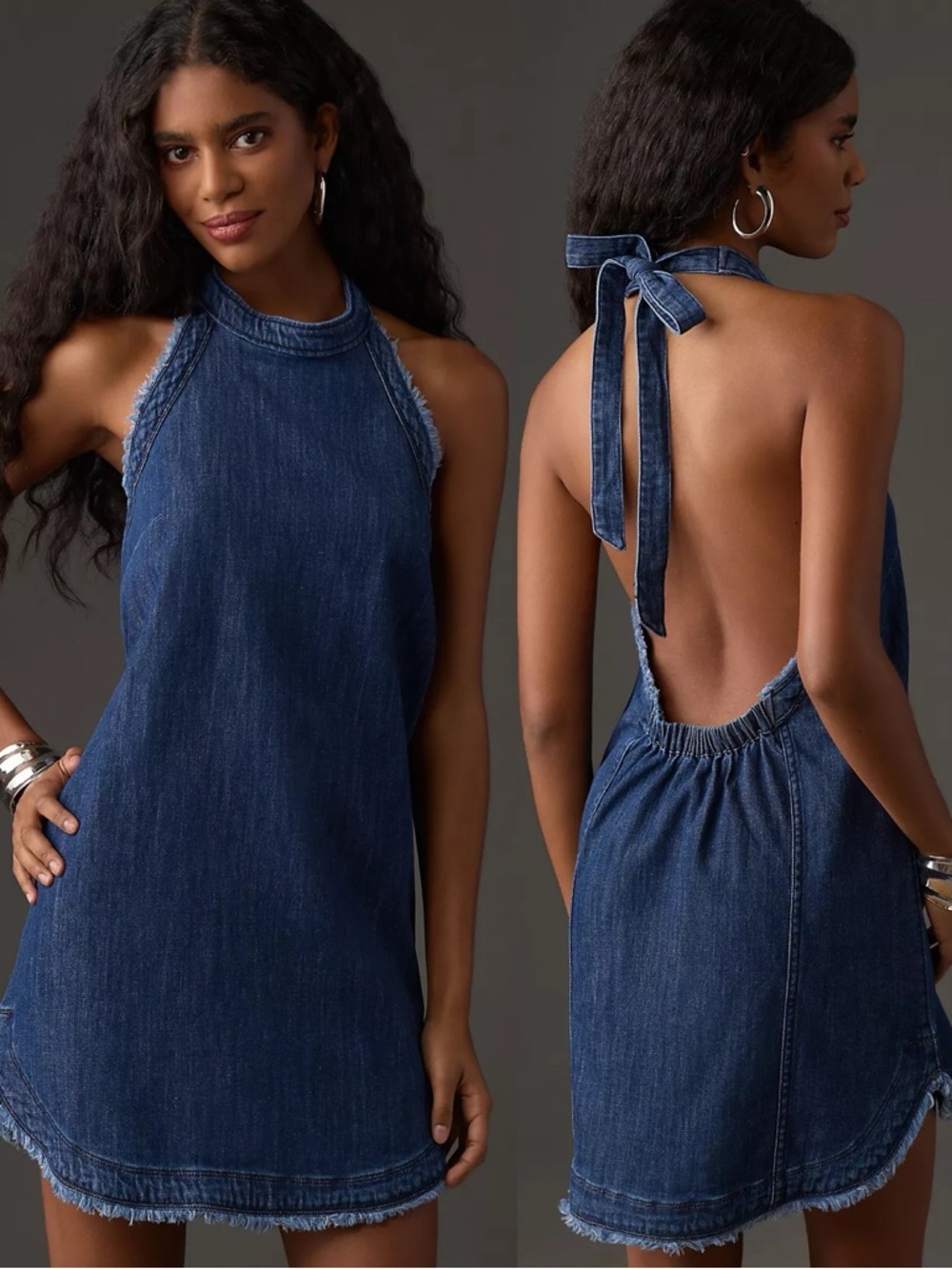 NWT Anthropologie Pilcro Denim Halter Mini Dress